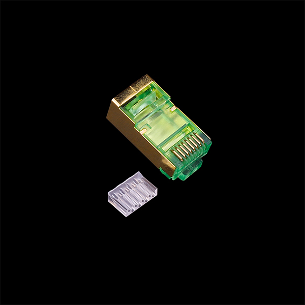 RJ45 8P8C CAT6A FTP金壳  两件套透明绿